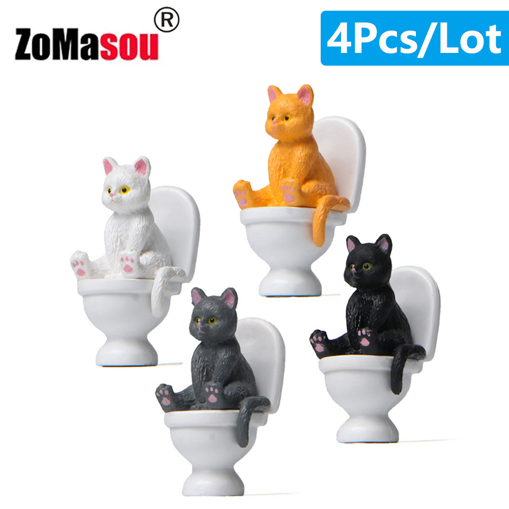 Home Decor Korea - Figurines de chat assis sur toilettes,