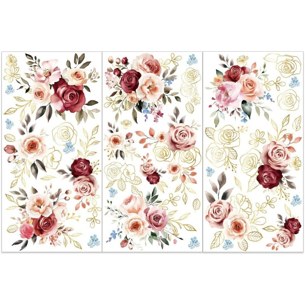 Home Decor Flowers - 3 pièces/ensemble aquarelle Roses frotter sur