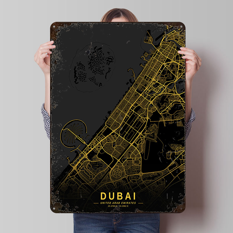 Affiche Métallique Carte de Du - Home Decor Dubai avis et prix
