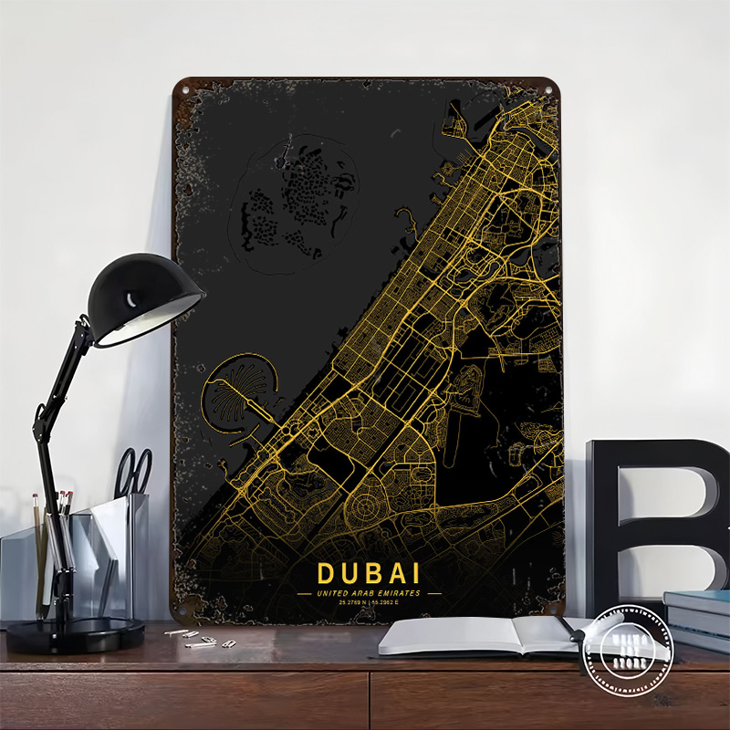 Affiche Métallique Carte de Du - Home Decor Dubai avis et prix